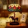 Lampada da tavolo in vetro colorato Tiffany retrò tulipano rosso da 30 cm
