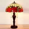 Lampada da tavolo in vetro colorato Tiffany rosa rossa da 40 cm