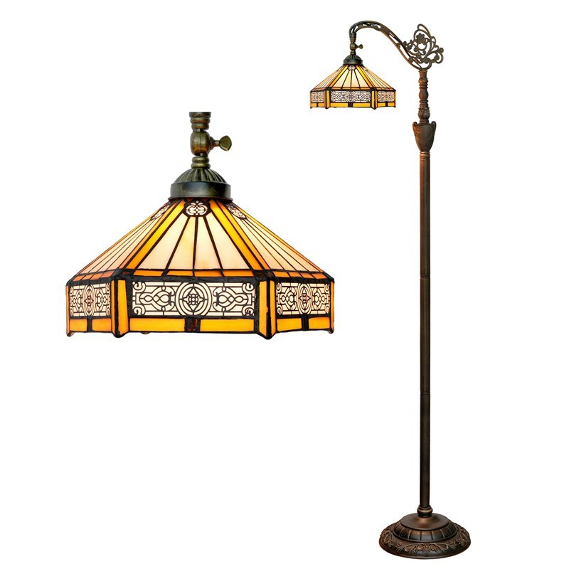 Lampada da terra Tiffany geometrica per angolo lettura