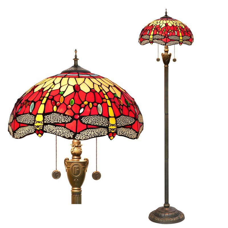 Lampada da terra Tiffany con libellule per il soggiorno