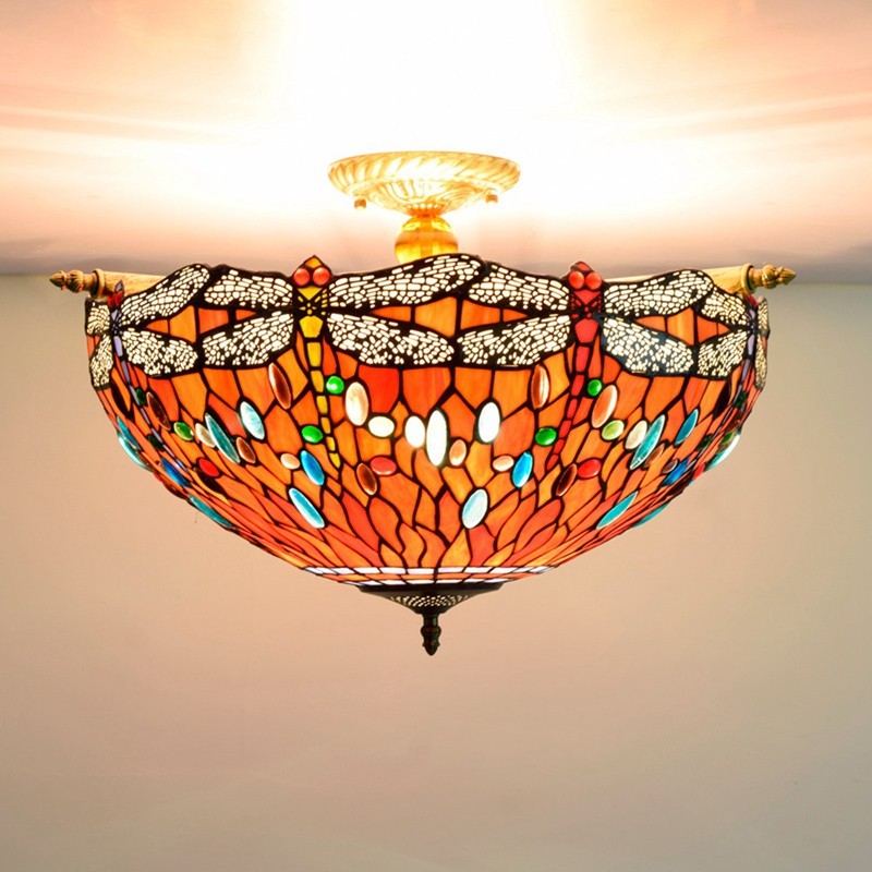 Plafoniera Tiffany con libellule per guida di installazione